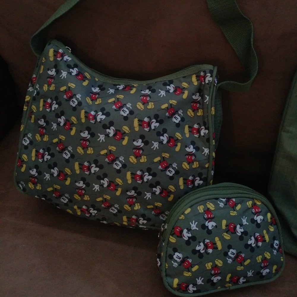 Avon Disney Olive Green Ripstop fabric Tote *SET*